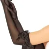 Bow Top Mesh Gloves - One Size - Black Costumes Leg Avenue