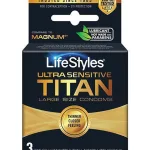 Lifestyles Ultra Sensitive Titan Large 3 Pack Lubes & Essentials Paradise Marketing