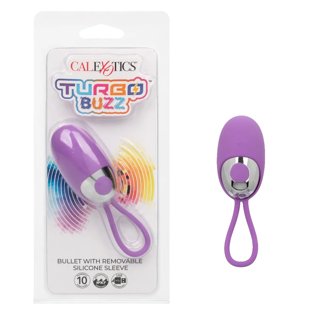 Turbo Buzz Bullet With Removable Silicone Sleeve - Purple Vibrators CalExotics