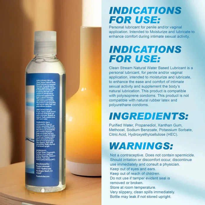 Natural Water Based Anal Lubricant 8 Oz Lubes & Essentials XR Brands