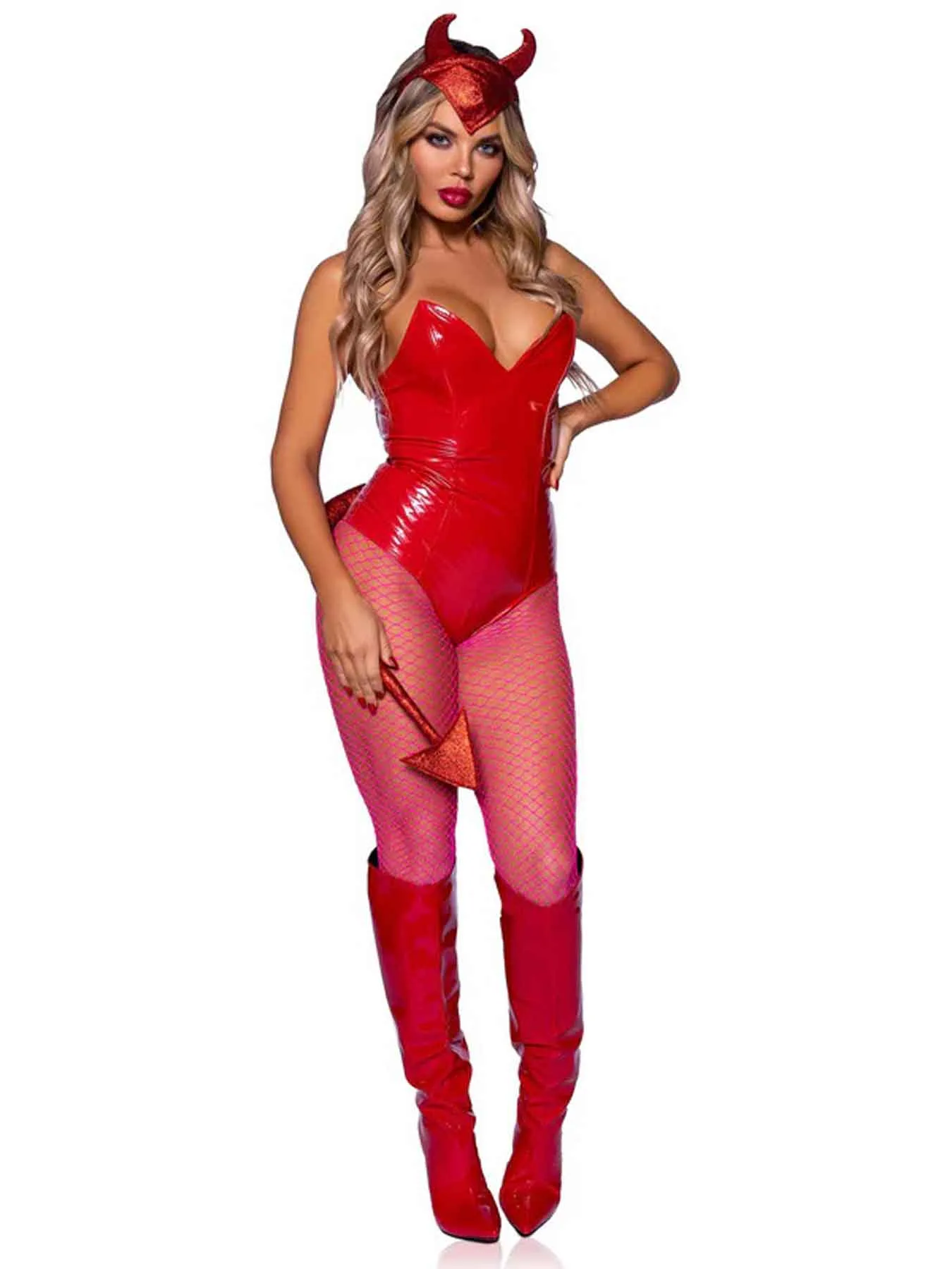 Devil Horns Headband and Tail Set - Red Costumes Leg Avenue