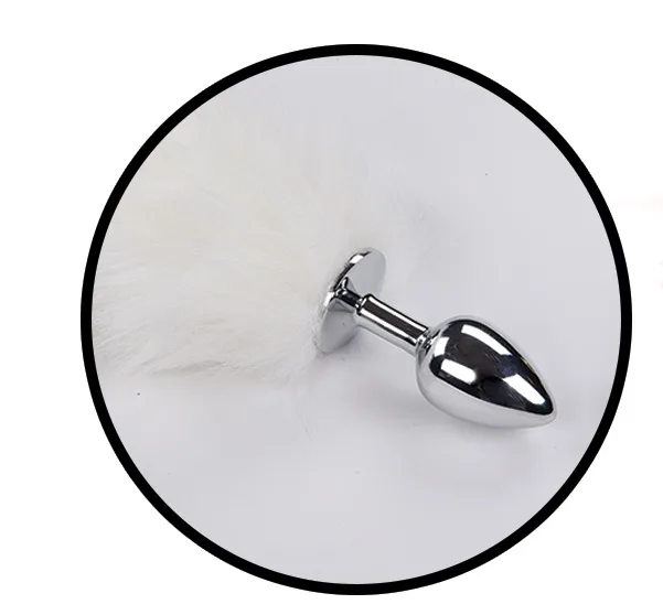 Foxy Tail - Light Up Faux Fur Butt Plug - White Plug - White - Image 3