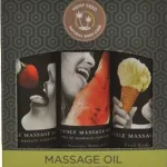 Edible Massage Oil Gift Set Box - 2 Fl. Oz. Bottles - Strawberry, Watermelon, Vanilla Lubes & Essentials Earthly Body