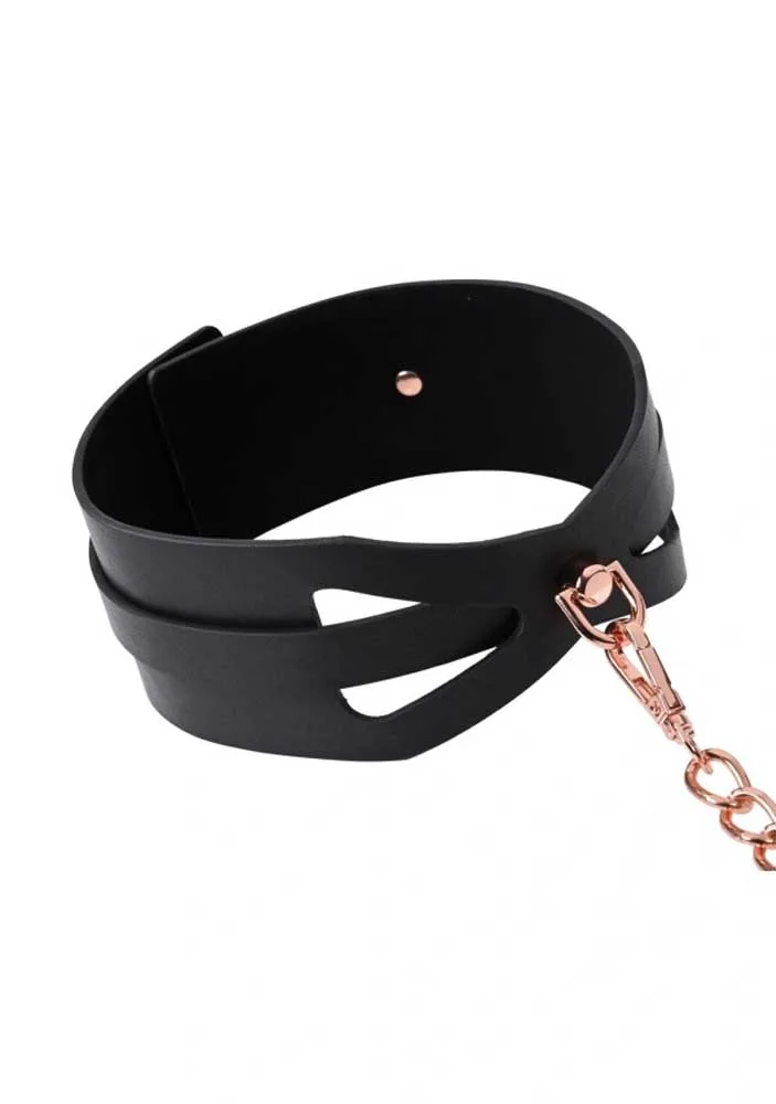 Brat Collar and Leash - Black / Rose Gold BDSM & Kink Sportsheets