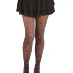 Spandex Lurex Rhinestone Tights - Os - Black-Silver Hosiery & Garters Leg Avenue