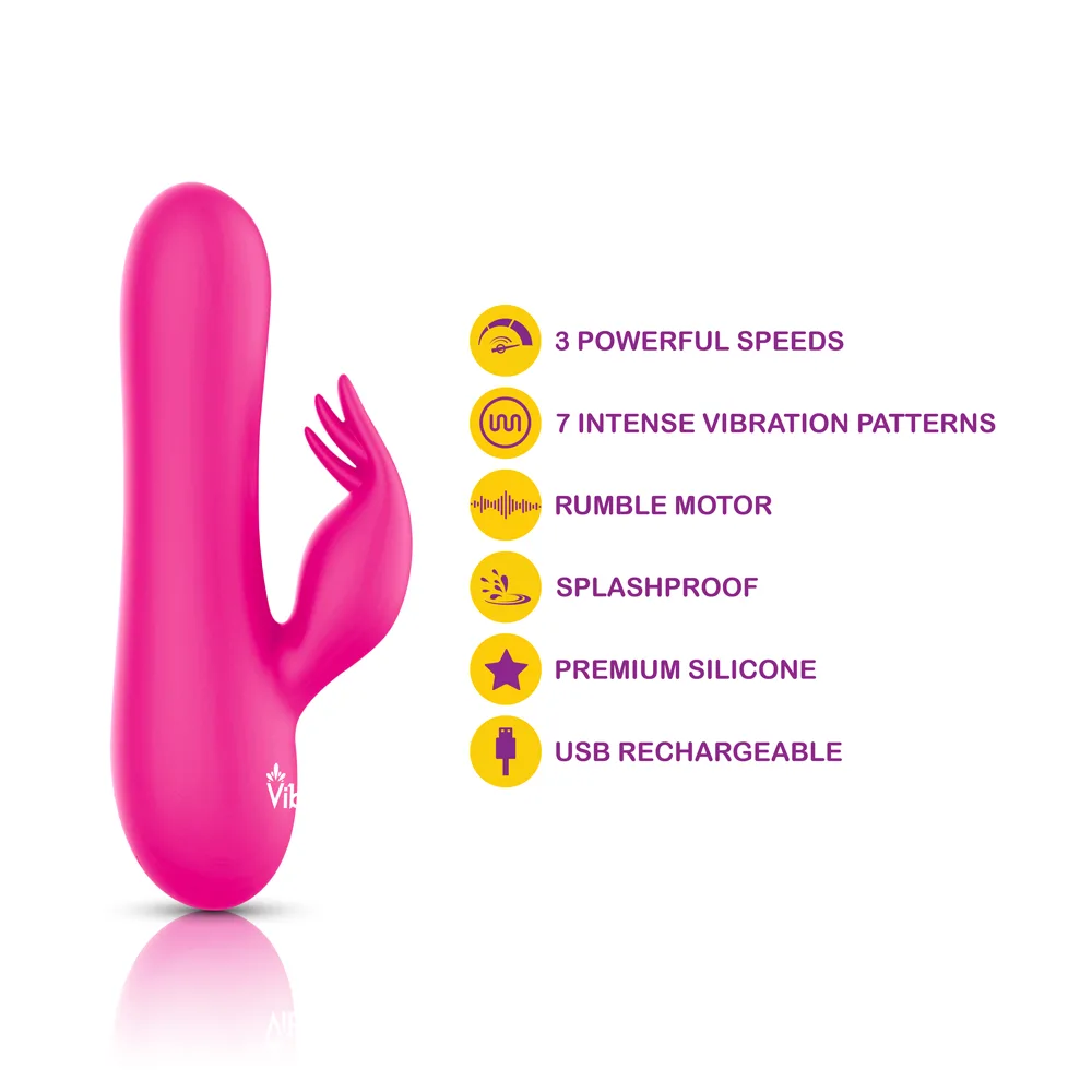 Freyja Mini Triple Ticklers Rabbit Vibe - Hot Pink Vibrators Viben