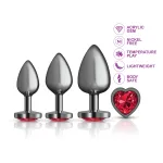 Red Heart Gem Anal Trainer Kit - Gunmetal Anal Play Viben