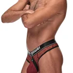 Cock Pit Net Cock Ring Thong - S/ M - Burgundy Panties & Thongs Male Power