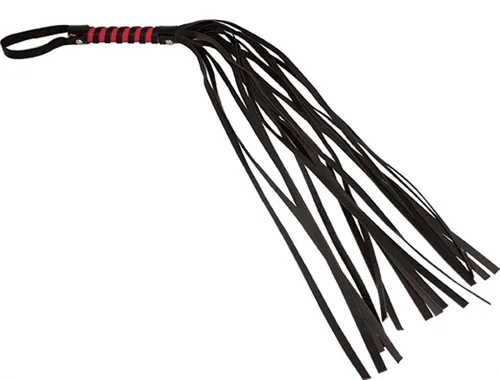 Sex and Mischief Stripe Flogger - Red and Black BDSM & Kink Sportsheets