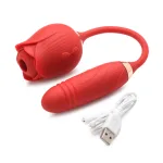 Bloomgasm Romping Rose Suction and Thrusting Vibrator - Red Lubes & Essentials XR Brands
