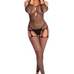 In My Head Net Bodystocking - One Size - Black Teddies & Bodysuits Pink Lipstick