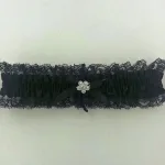 Satin Leg Garter - One Size - Black With Black Lace Hosiery & Garters Elegant Moments