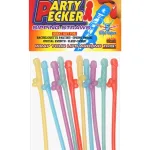 Party Pecker Sipping Straws 10 Pc Bag - 5 Assorted Colors Novelty Hott Products