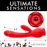 Blooming Bunny Sucking and Thrusting Silicone Rabbit Vibrator - Red Vibrators XR Brands