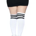 Over the Knee Athletic Socks - 1x/2x - White/black Lingerie Leg Avenue