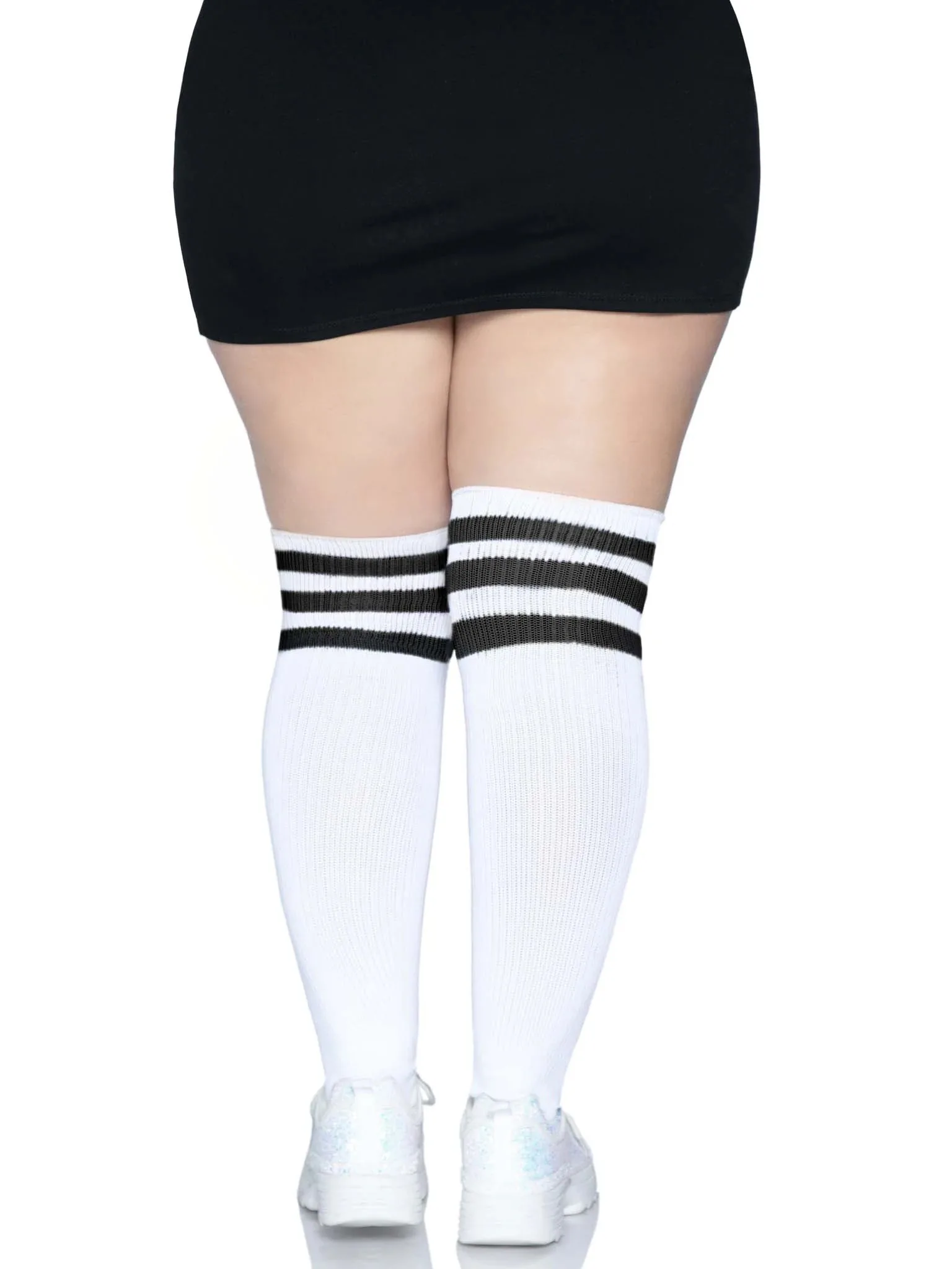 Over the Knee Athletic Socks - 1x/2x - White/black Lingerie Leg Avenue