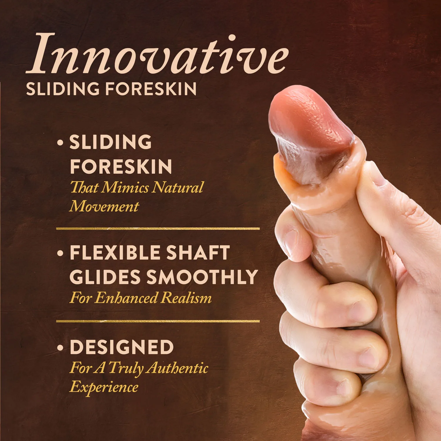 Renaissance - Davinci - 8 Inch Sliding Foreskin Dildo With Squeezable Balls - Tan Dildos Blush