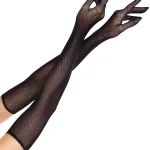 Opera Length Fishnet Gloves O/s - Black Hosiery & Garters Leg Avenue