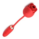 Bloomgasm Romping Rose Suction and Thrusting Vibrator - Red Lubes & Essentials XR Brands