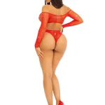 Say My Name Rhinestone Crotchless Teddy - One Size - Red Teddies & Bodysuits Leg Avenue