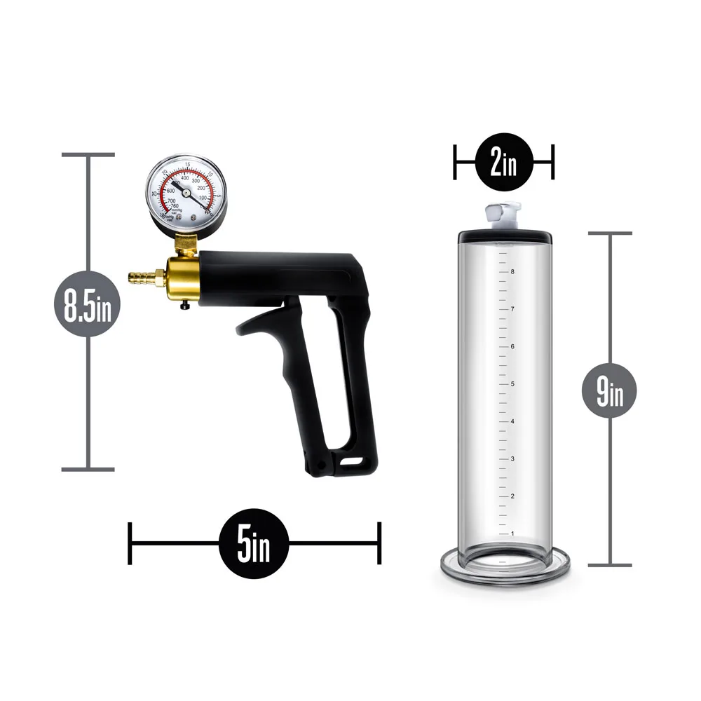 Performance - Vx7 Vacuum Penis Pump With Brass Trigger & Pressure Gauge - Clear Strokers & Pumps Blush