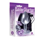 The 9's the Silver Starter Heart Bejeweled Stainless Steel Plug - Violet Anal Play Icon Brands