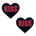 Kiss Red and Black Valentine Glitter Heart Nipple Cover Pasties Robes & Sleepwear Neva Nude