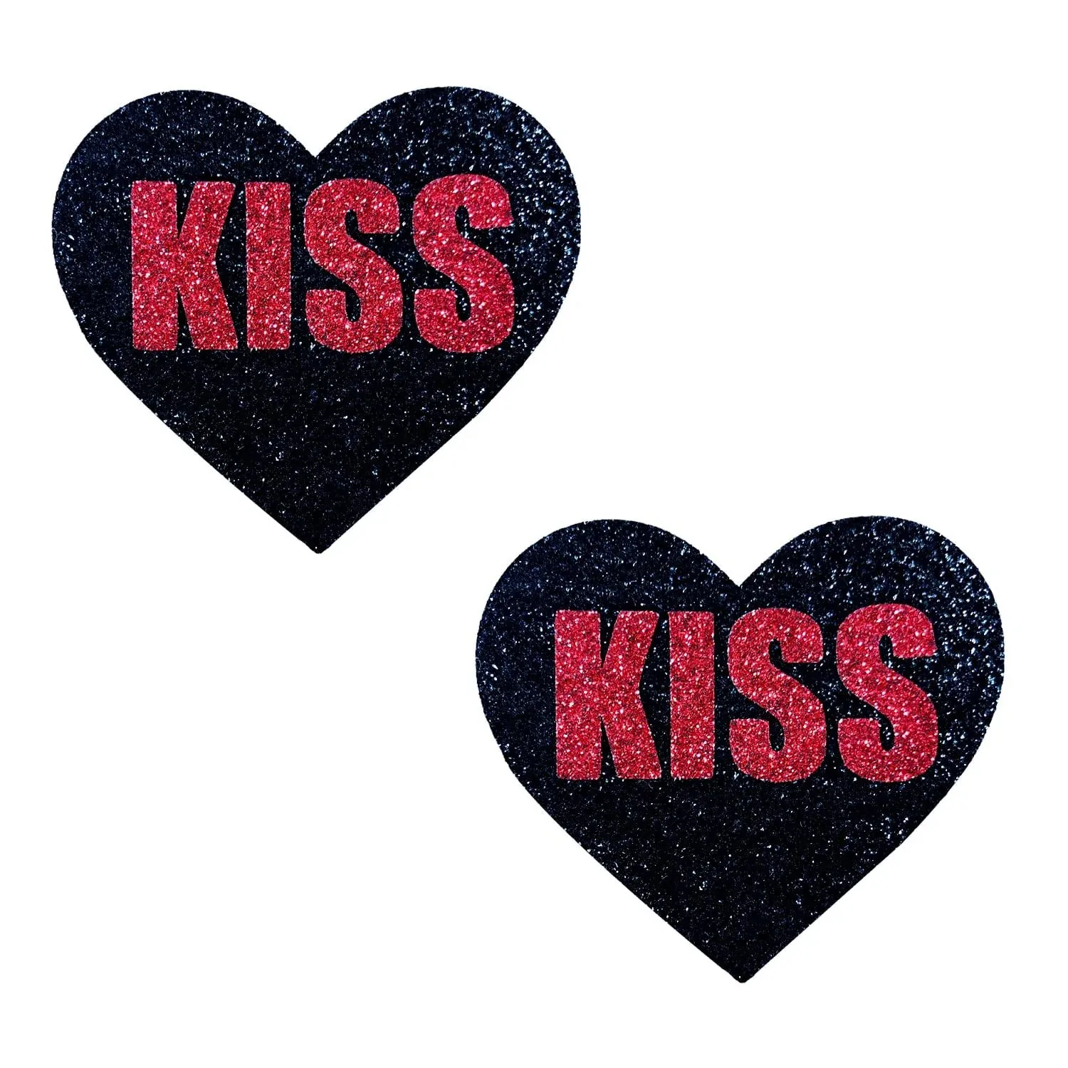 Kiss Red and Black Valentine Glitter Heart Nipple Cover Pasties Robes & Sleepwear Neva Nude