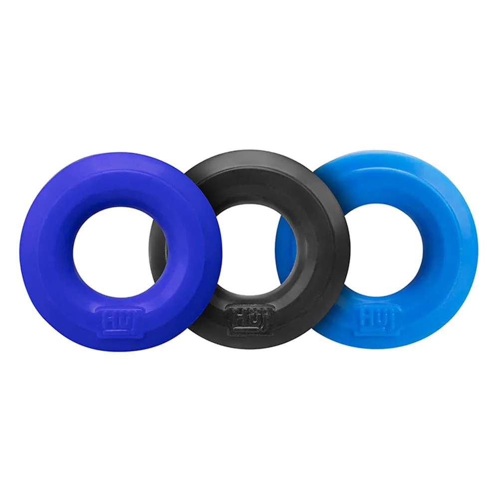 Hunkyjunk Huj3 C-Ring 3 Pk - Blue / Multi Couples & C-Rings Oxballs