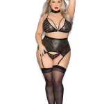 Temptress 4 Pc Lasercut Set - Queen Size - Black Panties & Thongs Escante