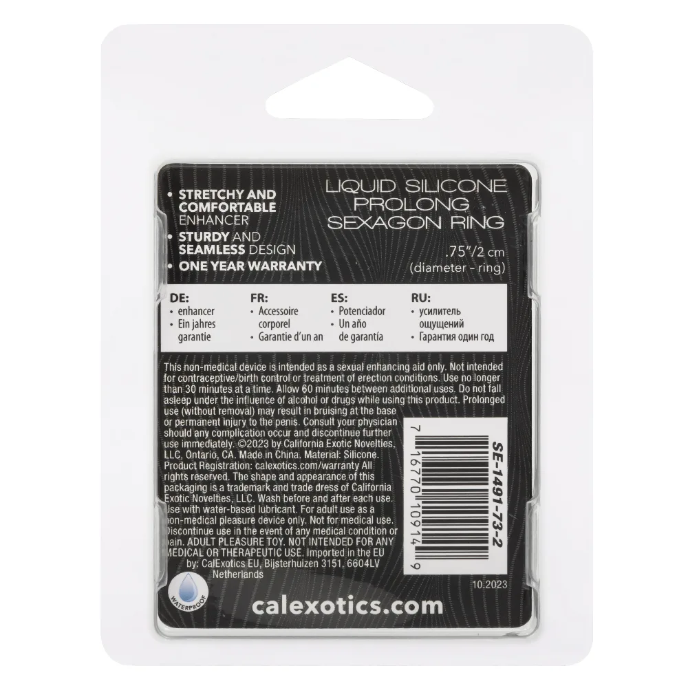 Alpha Glow-in-the-Dark Liquid Silicone Prolong Sexagon Ring - White Enhancers CalExotics