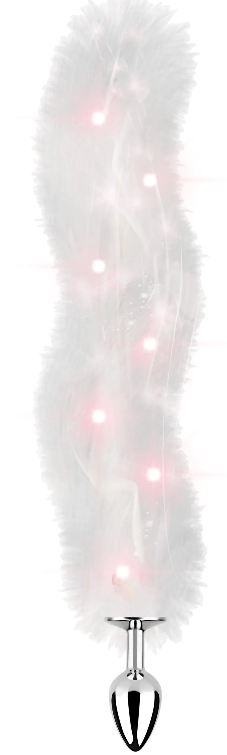 Foxy Tail - Light Up Faux Fur Butt Plug - White Plug - White - Image 2