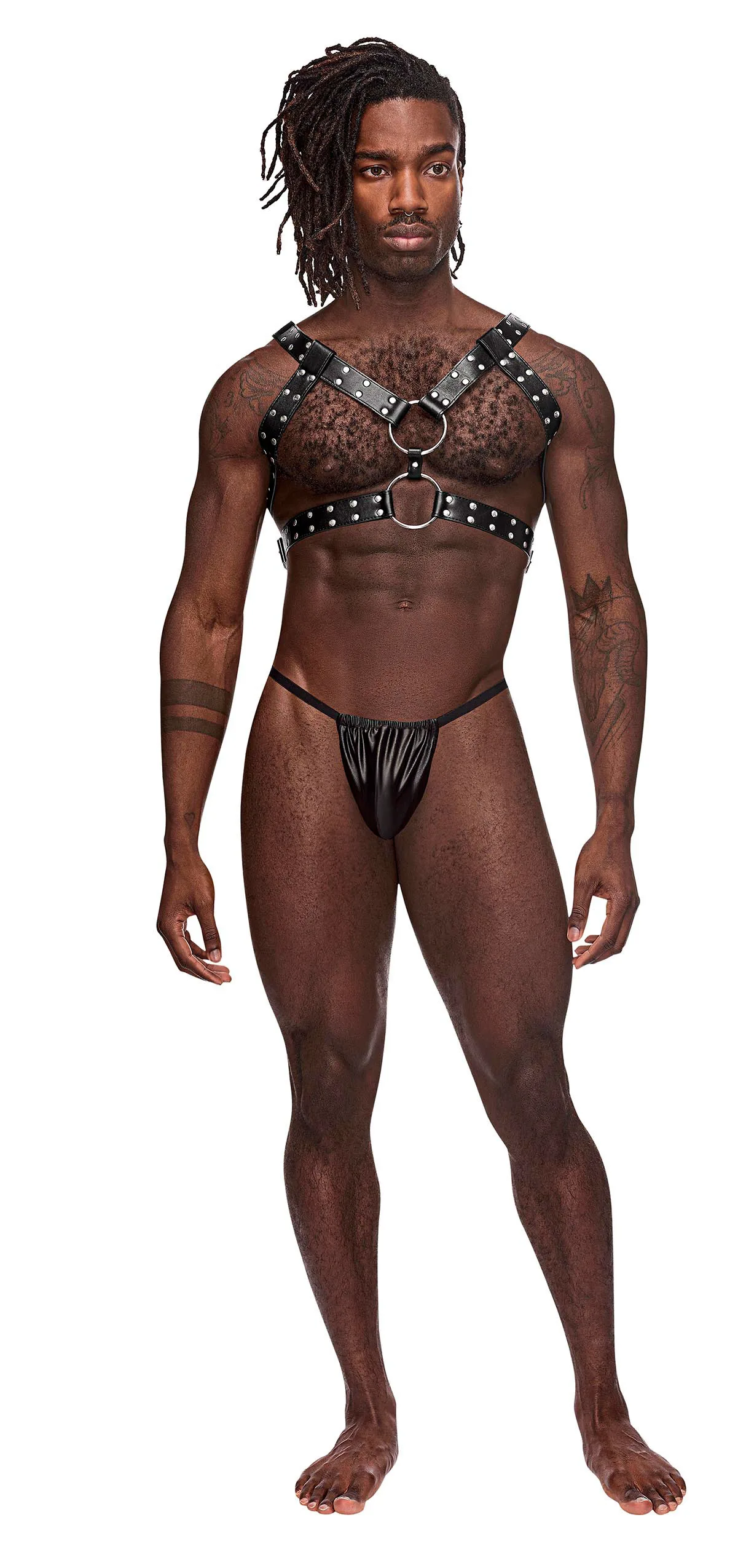Gemini Leather Harness - One Size - Black Panties & Thongs Male Power