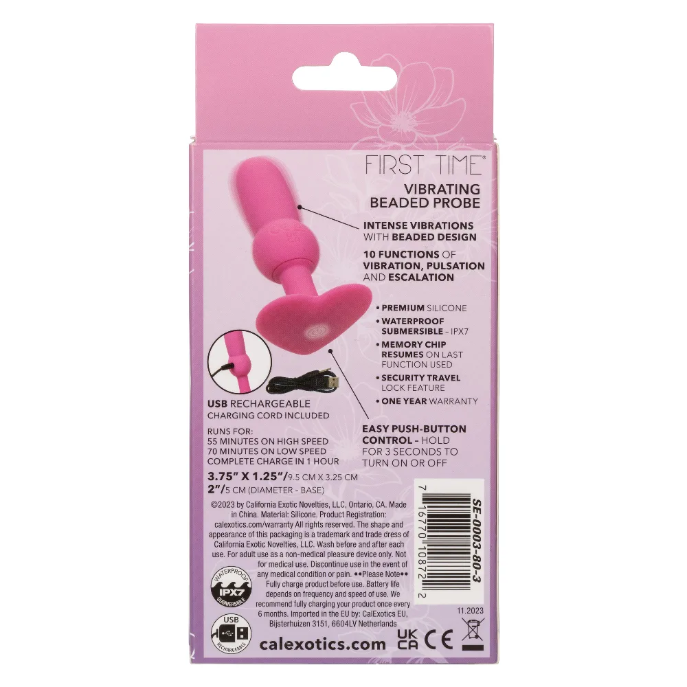 First Time Vibrating Beaded Probe - Pink Vibrators CalExotics