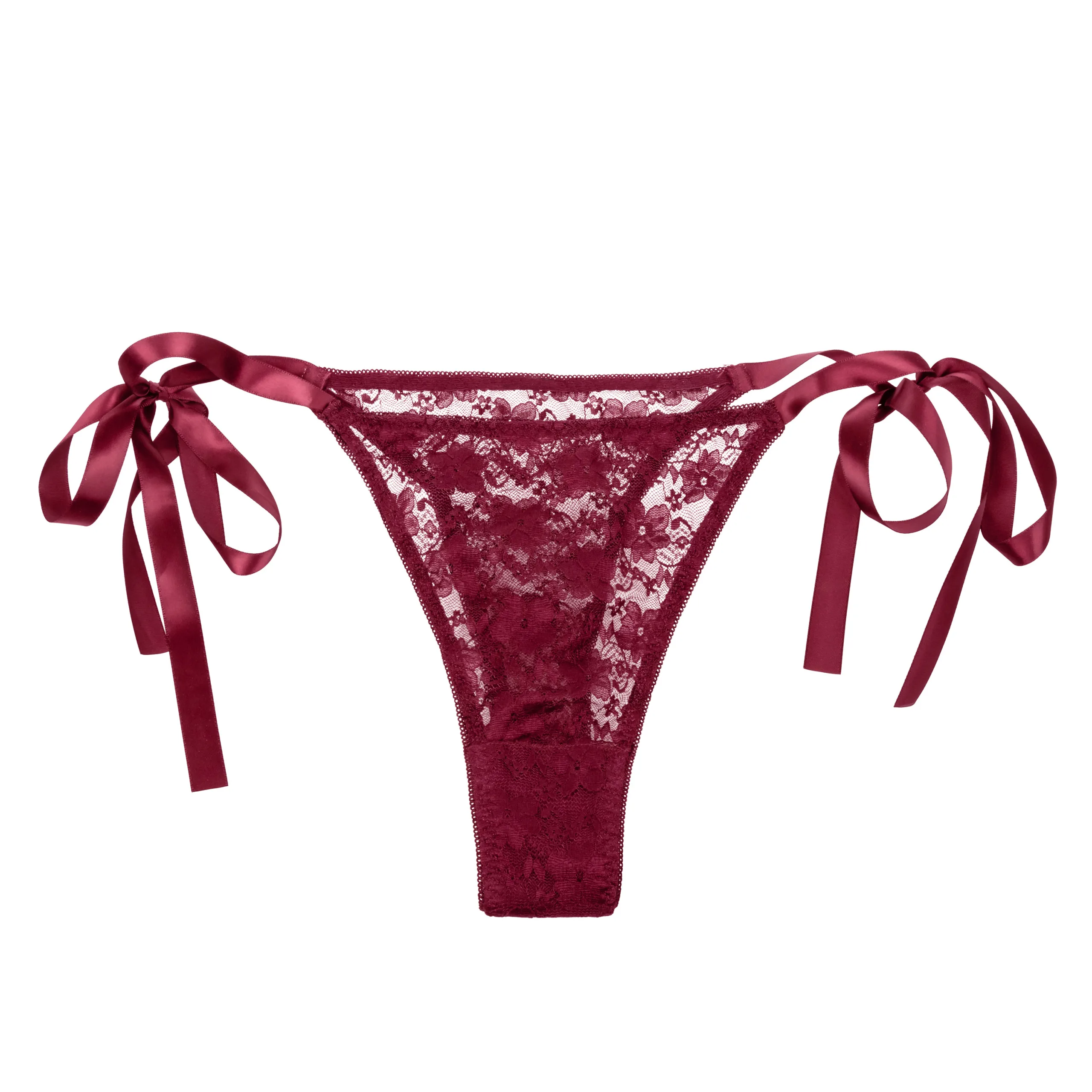 Remote Control Lace Thong Set - Burgundy Panties & Thongs CalExotics