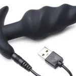 21x Silicone Swirl Plug With Remote -Black Anal Play XR Brands