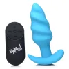 21x Silicone Swirl Plug With Remote - Blue Anal Play XR Brands