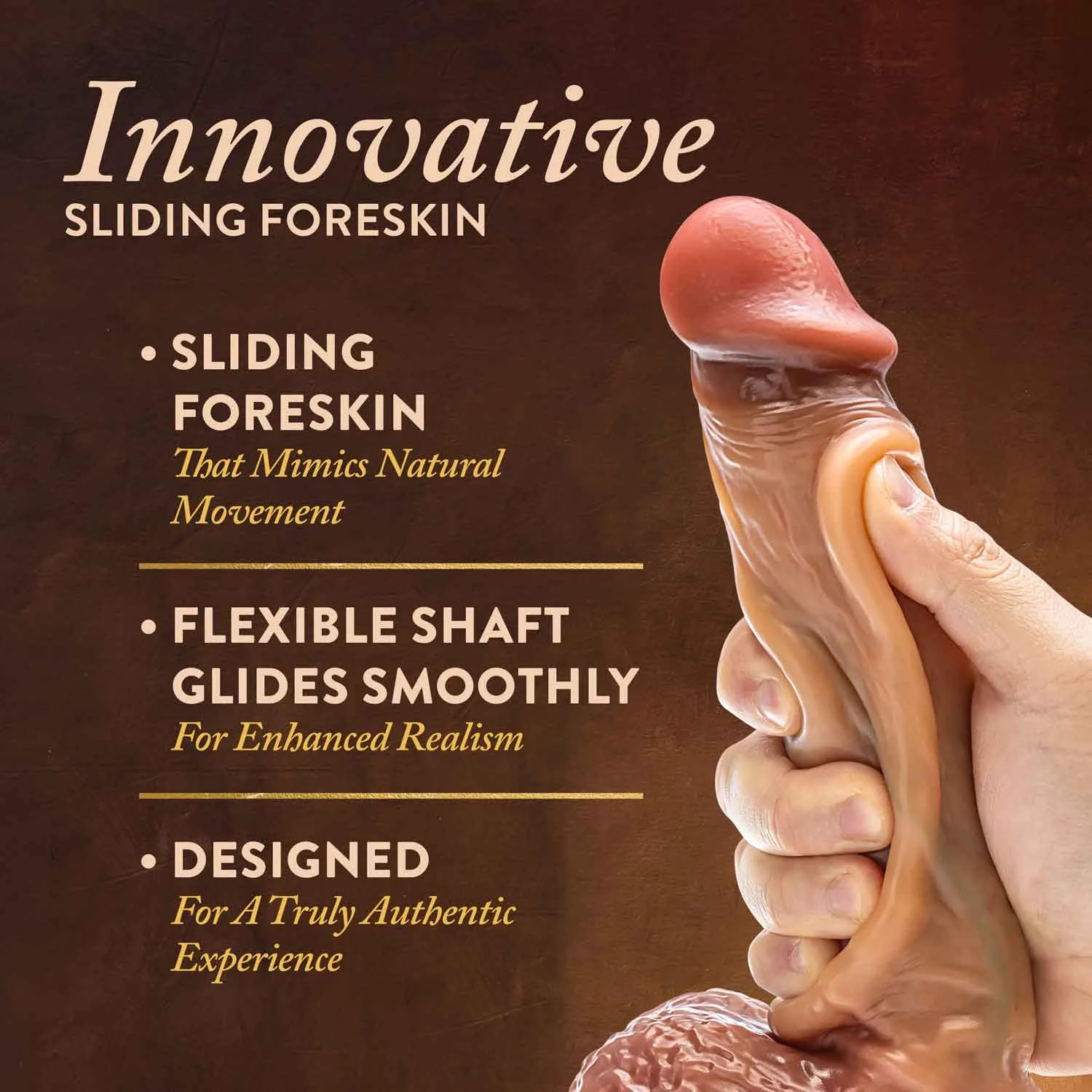 Renaissance - Raphael - 9.5 Inch Sliding Foreskin Dildo With Squeezable Balls - Tan Dildos Blush