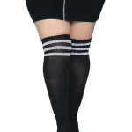 Over the Knee Athletic Socks -1x/2x - Black/white Lingerie Leg Avenue