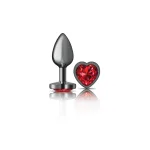 Deep Red Heart Gem Gunmetal Metal Plug - Sm Anal Play Viben