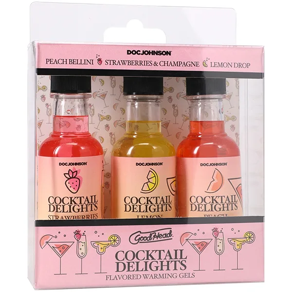 Goodhead Cocktail Delights Peach Bellini, Strawberries Champagne, and Lemon Drop 3 Pack 2 Oz. Edible | Oral Gels Doc Jo…