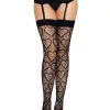 Heart Net Thigh Highs - One Size - Black Hosiery & Garters Leg Avenue