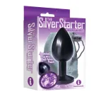 The 9's the Silver Starter Anodized Bejeweled Stainless Steel Plug - Violet Anal Play Icon Brands