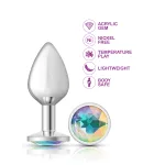 Clear Iridescent Round Gem Silver Metal Plug - Md Anal Play Viben