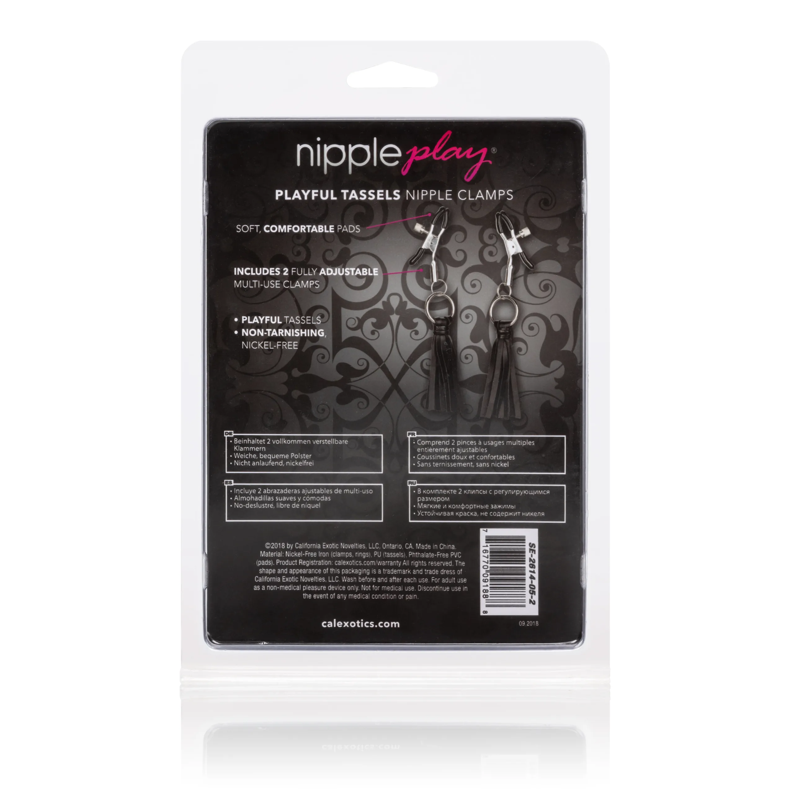 Nipple Play Playful Tassels Nipple Clamps - Black BDSM & Kink CalExotics