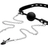 Silicone Ball Gag W/nipple Clamps BDSM & Kink XR Brands