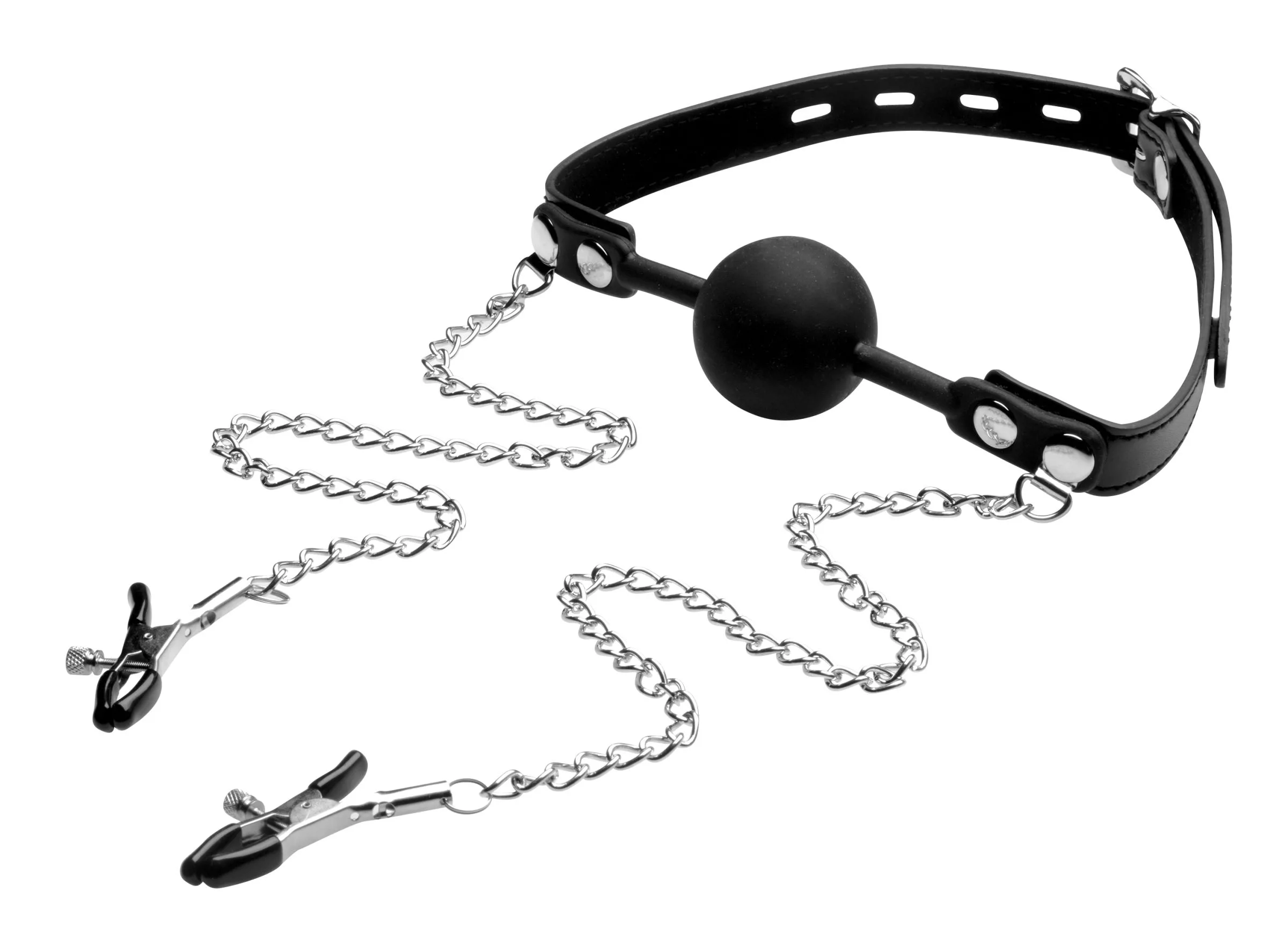 Silicone Ball Gag W/nipple Clamps BDSM & Kink XR Brands