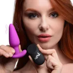 21x Silicone Butt Plug With Remote - Purple Anal Play XR Brands