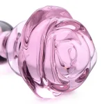 Pink Rose Glass Anal Plug - Small Anal Play XR Brands