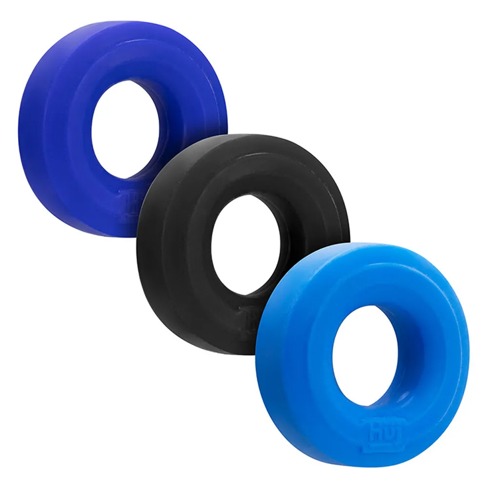 Hunkyjunk Huj3 C-Ring 3 Pk - Blue / Multi Couples & C-Rings Oxballs